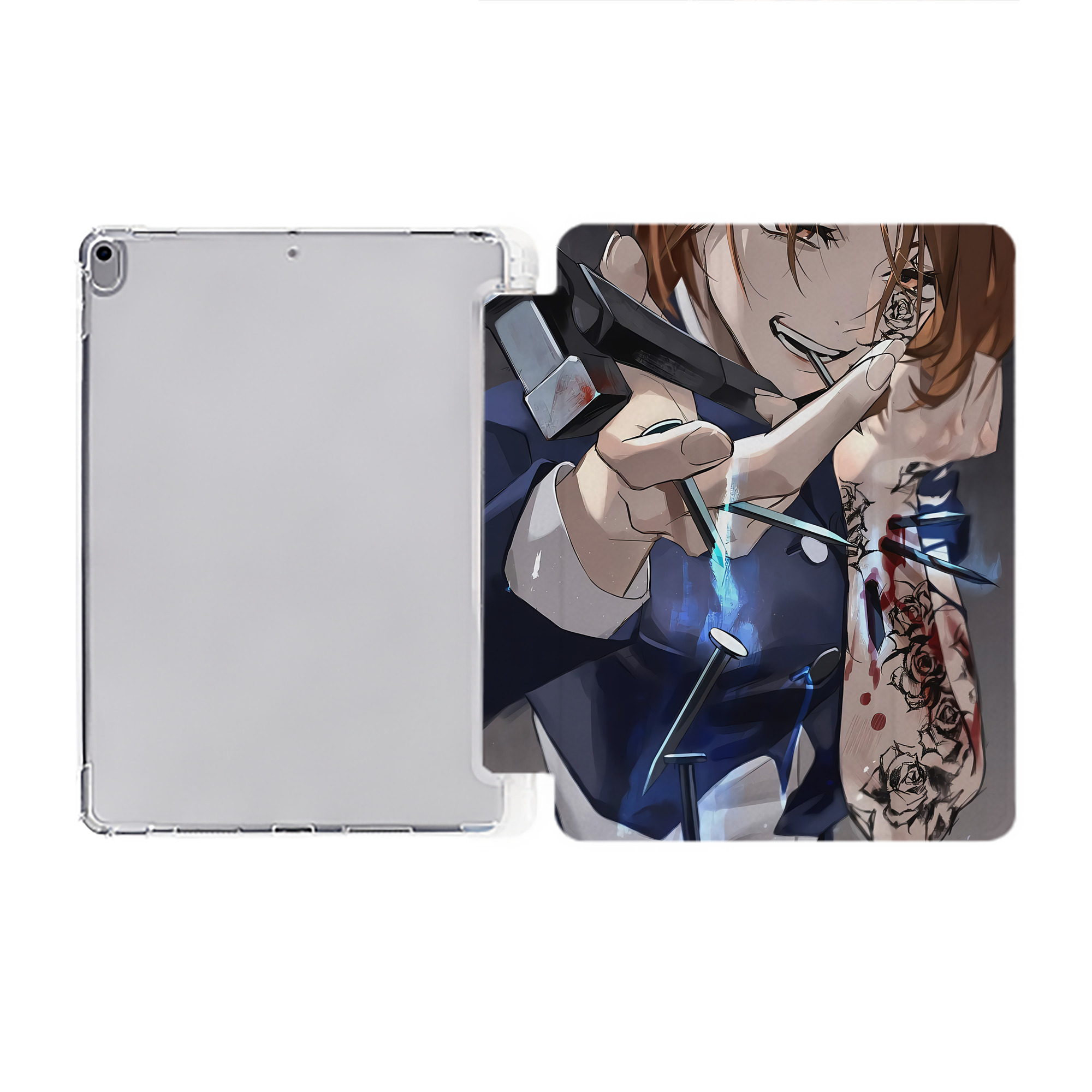（画像用） 呪術廻戦 Jujutsu Kaisen IPad ケース ペン収納付き 三つ折りスタンド PUレザー×シリコン 対応機種9.5/10.5/10.9インチ